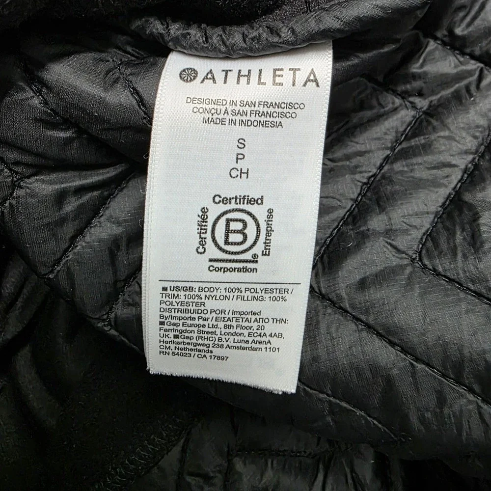 Athleta Black‎ Sherpa Fleece Quilted Snap Neck Pullover Top Womens Small